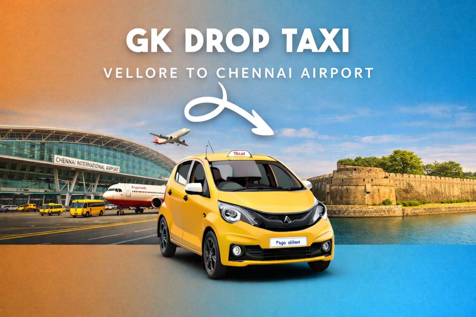 Vellore to Chennai Airport - GK Drop Taxi